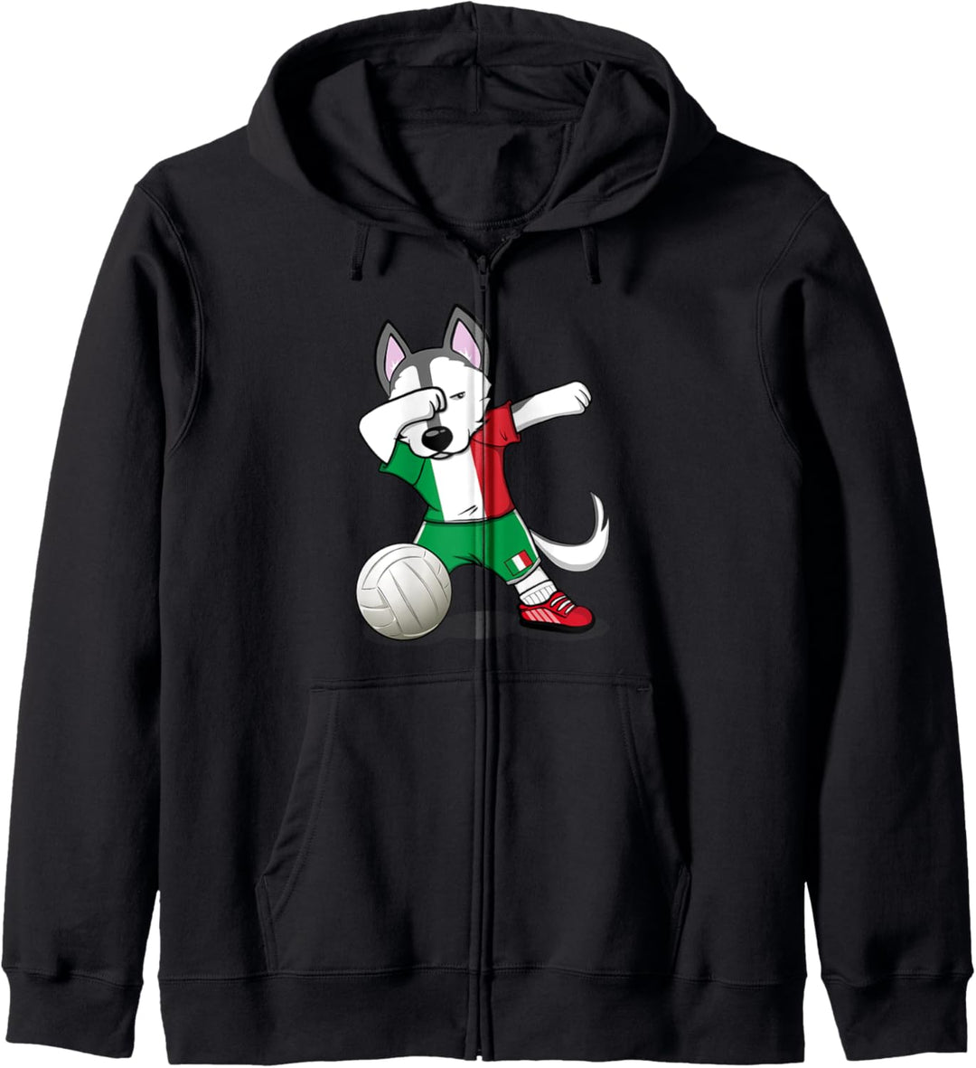Dabbing Husky Hund Italien Volleyball - Italienische Flagge Kapuzenjacke