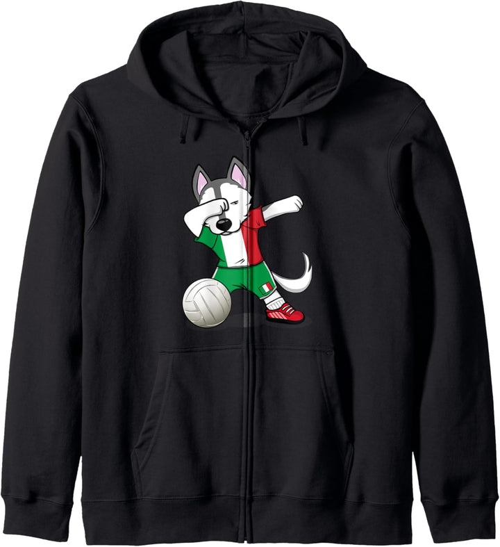 Dabbing Husky Hund Italien Volleyball - Italienische Flagge Kapuzenjacke
