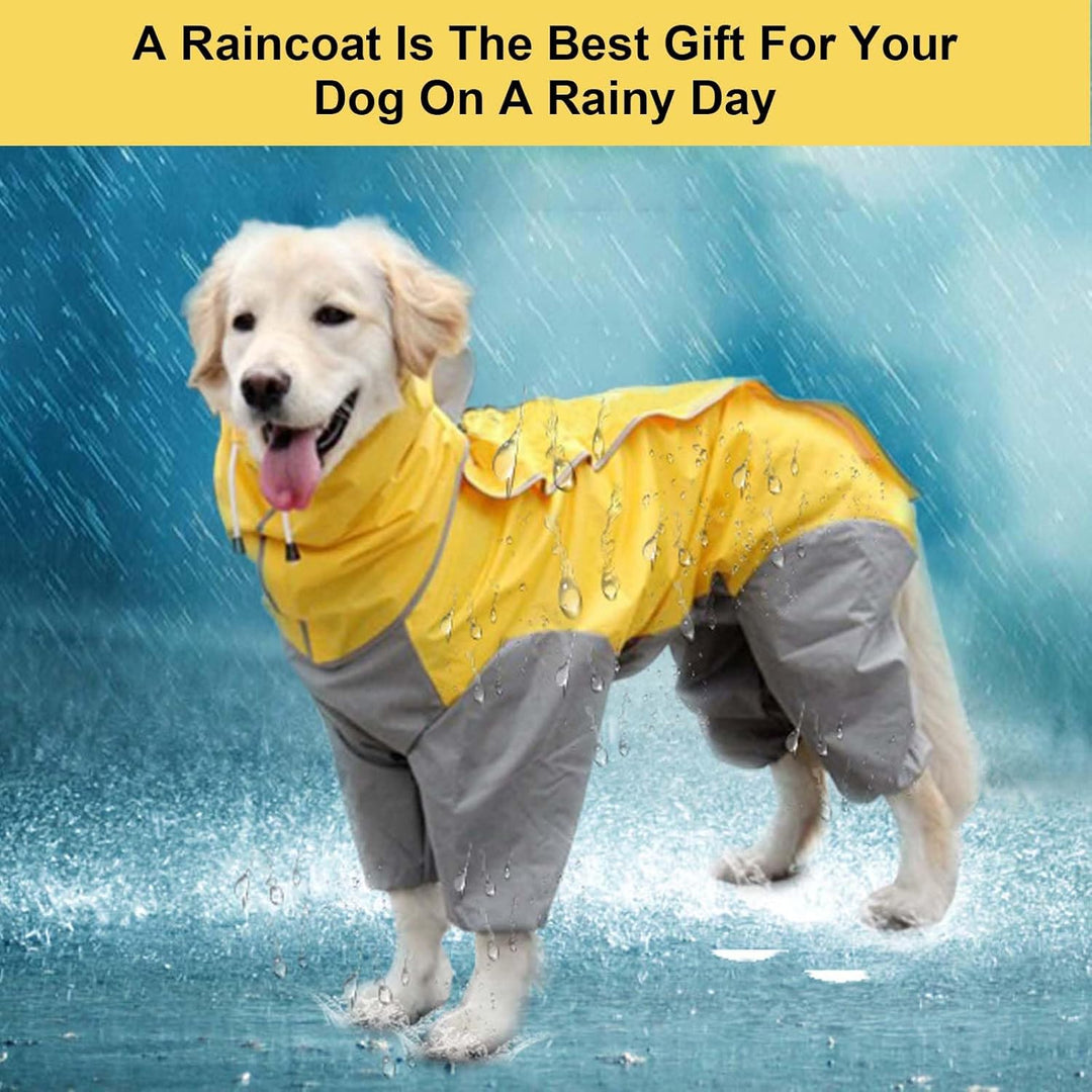 Regenmantel für Hunde,Hunderegenmantel,Wasserdichter Hundemantel mit Kapuze,Leichte Regenjacke Hund