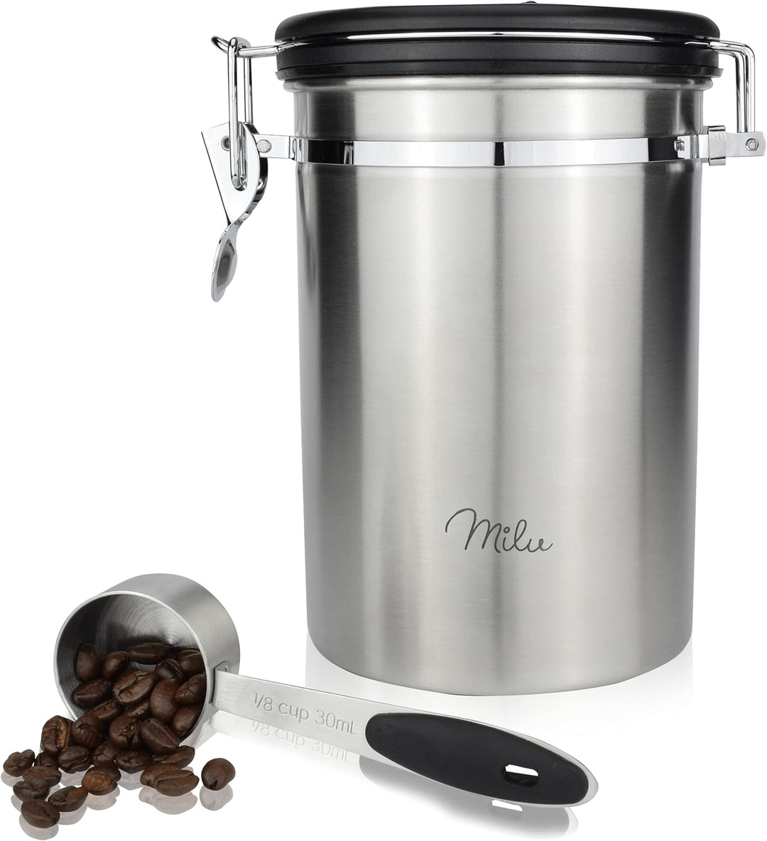 Milu Kaffeedose luftdicht | 500g, 700g | Kaffeebohnen Behälter Edelstahl Vorratsdosen Vakuum Kaffeeb