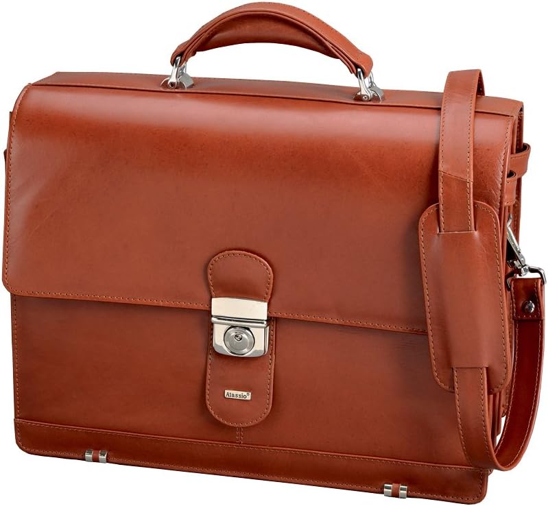 Alassio 47124 - Aktentasche MOCCA, aus echtem Leder, ca. 38 x 30 x 16 cm, cognac