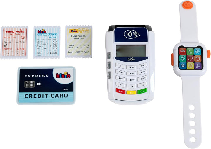 Theo Klein 7276 PoS Terminal und Smart Watch Interaktives Spielzeug mit Licht, Sound und kontaktlose