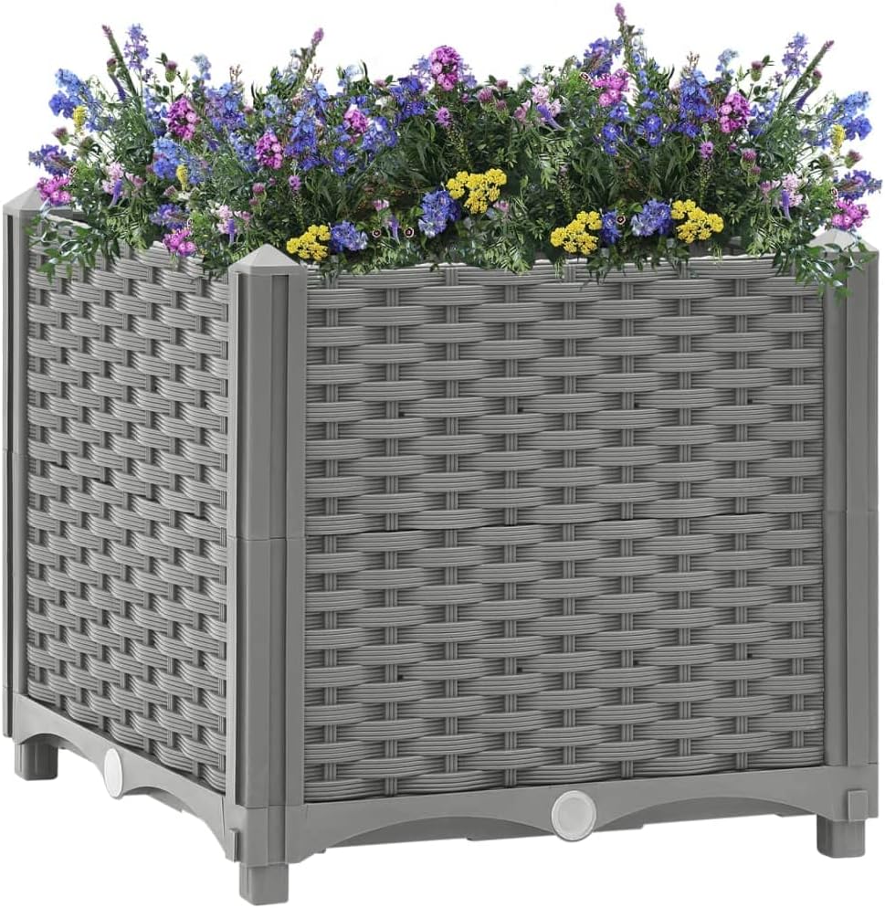 vidaXL - Rechteckiges Hochbeet aus Polypropylen für den Aussenbereich | Geräumiger Blumentopf für Pf