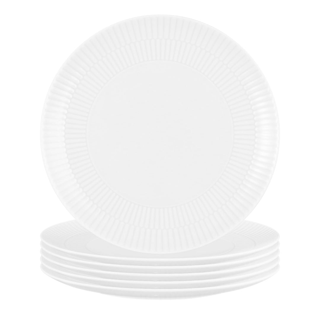 Seltmann Weiden Amina Weiss Frühstücksteller 6er Set, 23 cm, Runde Kuchenteller mit dezentem Relief-