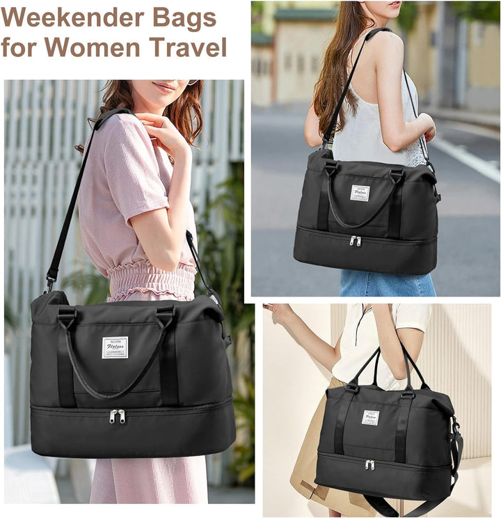 Reisetasche Damen Handgepäck Tasche Sporttasche mit Kulturbeutel Weekender Bag Schwimmtasche Wasserd