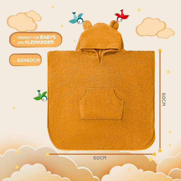 Fuchs&Panda® Badeponcho Kinder EXTRA warm, weich & kuschelig (100% Bambus) | Badeponcho Baby | Handt