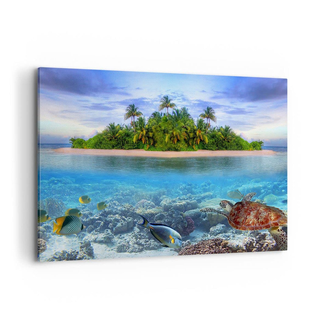 Bilder auf Leinwand 100x70cm Leinwandbild Strand lagune wasser ozean Gross Wanddeko Bild Schlafzimme