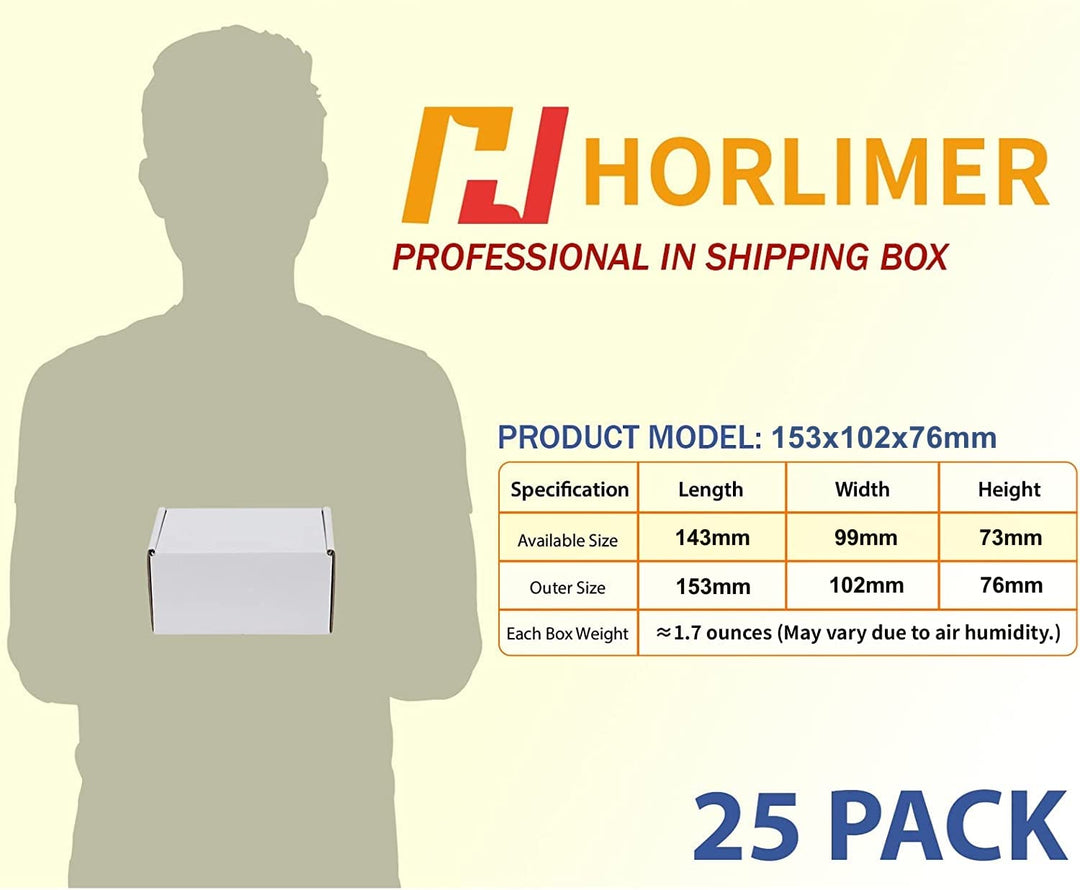 HORLIMER 25 Stück Versandkarton Klein Karton Box, 153x102x76mm Verpackungskartons mit Deckel für War