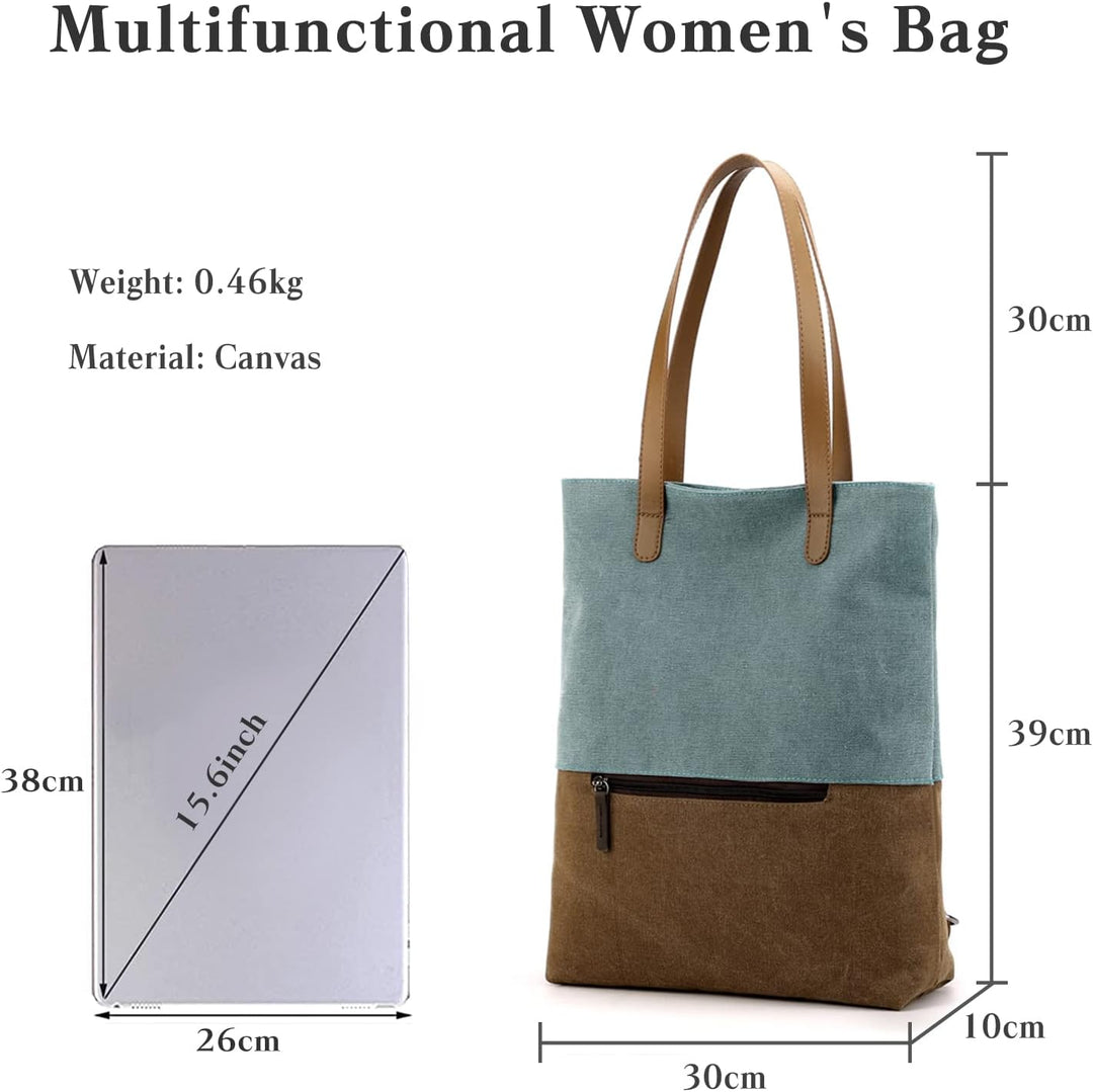 PORRASSO Damen Segeltuch Handtasche Rucksack Frauen Schultertasche Shopper Tasche Hobotasche für Sch