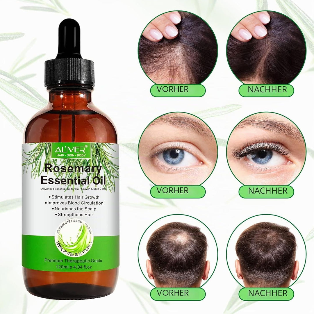 Rosmarinöl Haare, Ätherisches Rosmarinöl für Haarwuchs, Rosemary Oil for Hair, Natürliches Nährt die