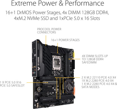 ASUS TUF Z790 PLUS - Intel LGA 1700 ATX VRM 20+1-Phasen-Motherboard, DDR4, fünf M.2-Steckplätze, PCI