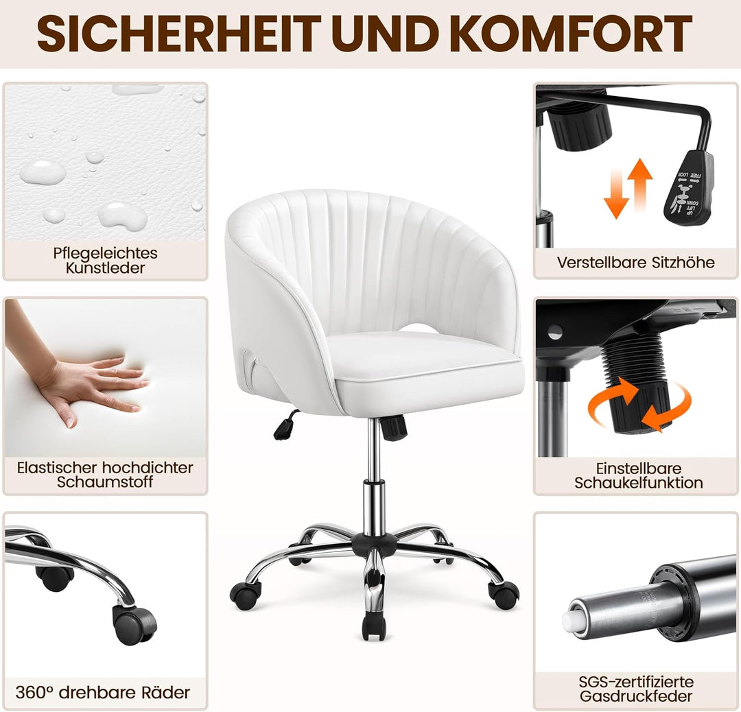 Yaheetech Bürostuhl aus Kunstleder, Ergonomischer Schreibtischstuhl mit Armlehnen, Drehstuhl mit Rol
