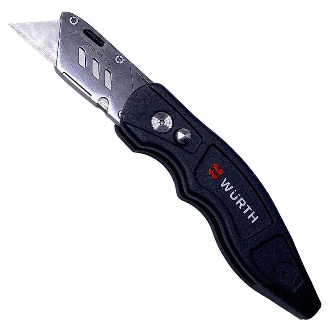 WÜRTH Profi Trapez Klingenmesser mit 1/4 Zoll Bithalter Teppichmesser 071566515