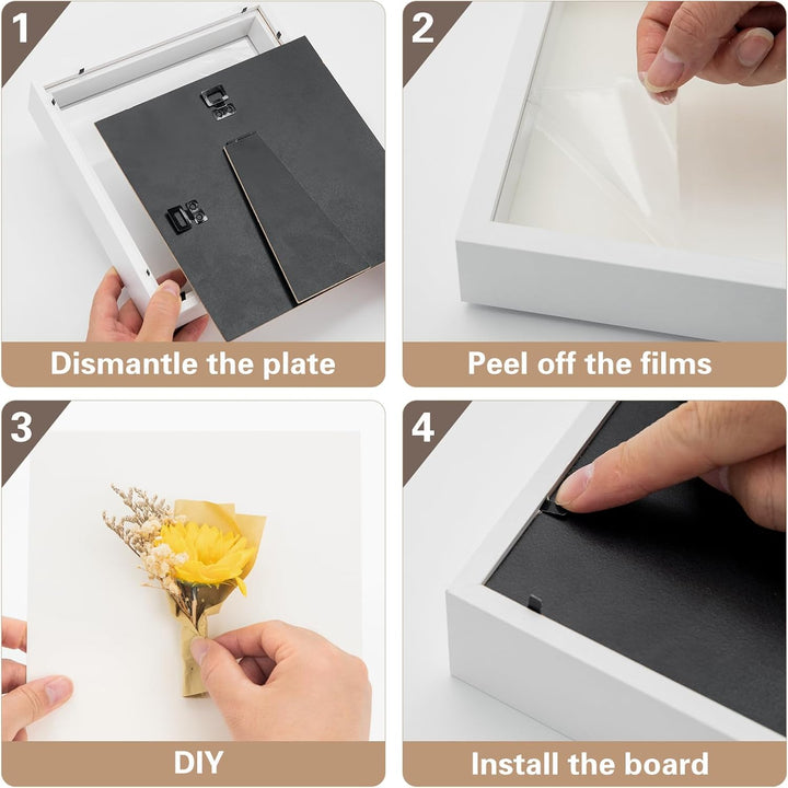 WISYOK 3D Bilderrahmen zum Befüllen，Weiss-2pcs，22×22cm | 3D Objektrahmen Tiefer 3cm, Tiefer Rahmen f