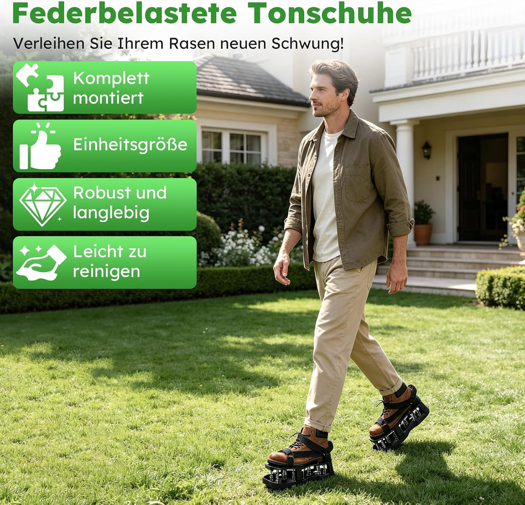 Nagelschuhe Rasen,Rasenlüfter Schuhe mit 26 Stahlspitzen &amp; Klettverschluss,Rasenbelüfter Vertikutier
