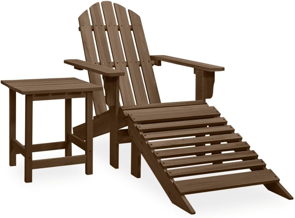 vidaXL Tannenholz Massiv Adirondack Gartenstuhl mit Fussstütze Tisch Deckchair Liegestuhl Gartenmöbe