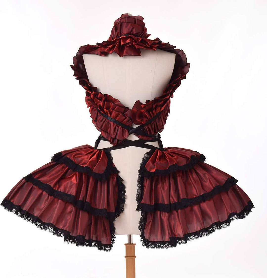 COSDREAMER Damen viktorianischer Petticoat Gothic Steampunk Rüschen Korsett Crop Hoop Rock, Burgunde