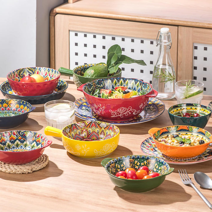 Henten Home Suppentasse Keramik 750ML, 2er Set Suppenschalen mit Henkel A2 Farbenr, A2 Farbenr