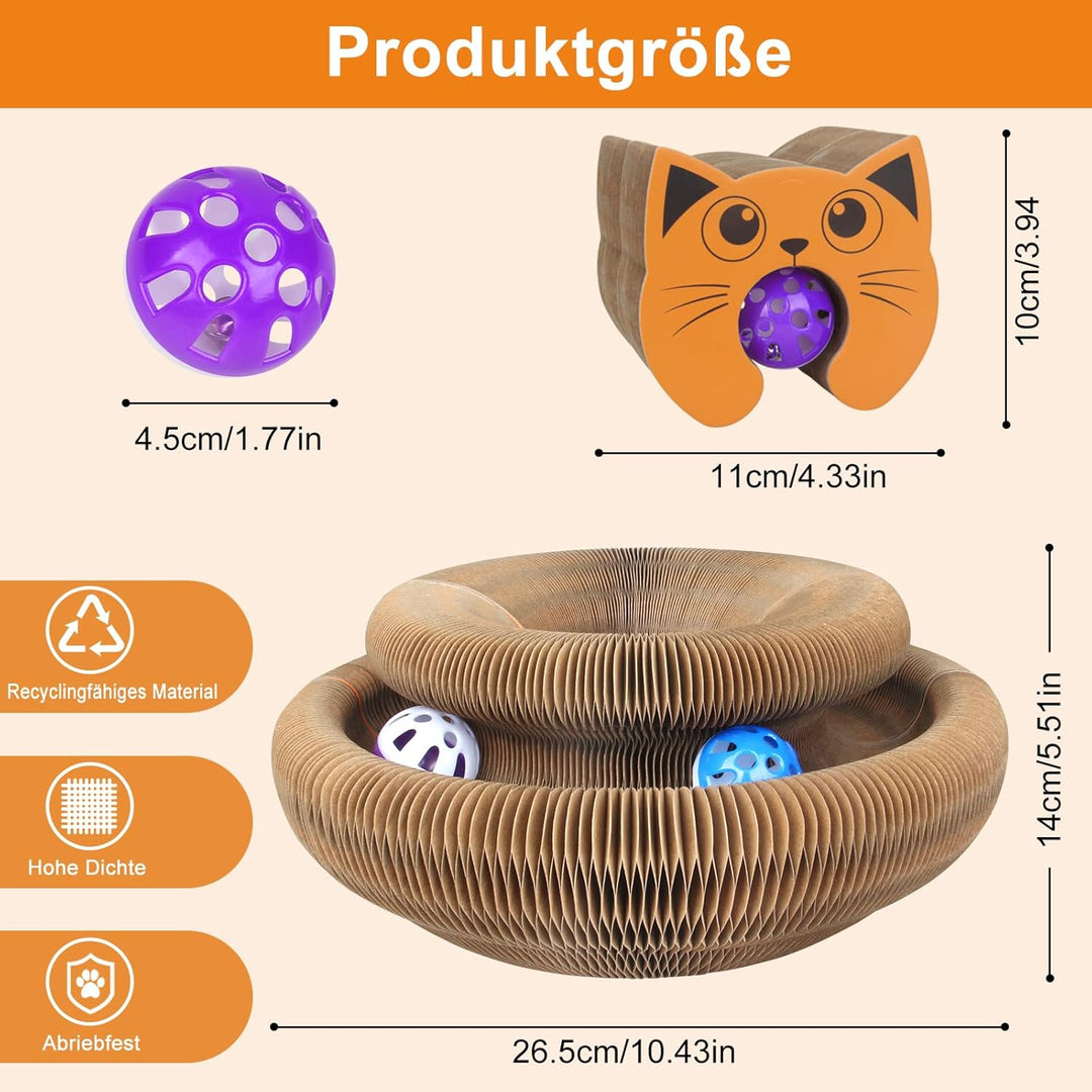 Kratzbrett Katze, 2-in-1 Cat Kratzbrett mit Glöckchen, Magische Orgel Cat Scratching Board, Zusammen
