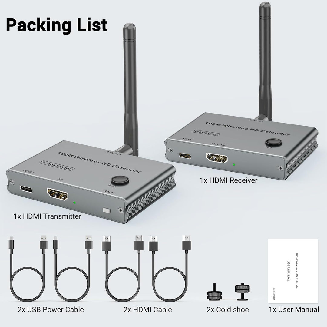 Wireless HDMI Transmitter and Receiver 4K, 328FT/100M HDMI Wireless funkübertragung 1080P@60Hz, send