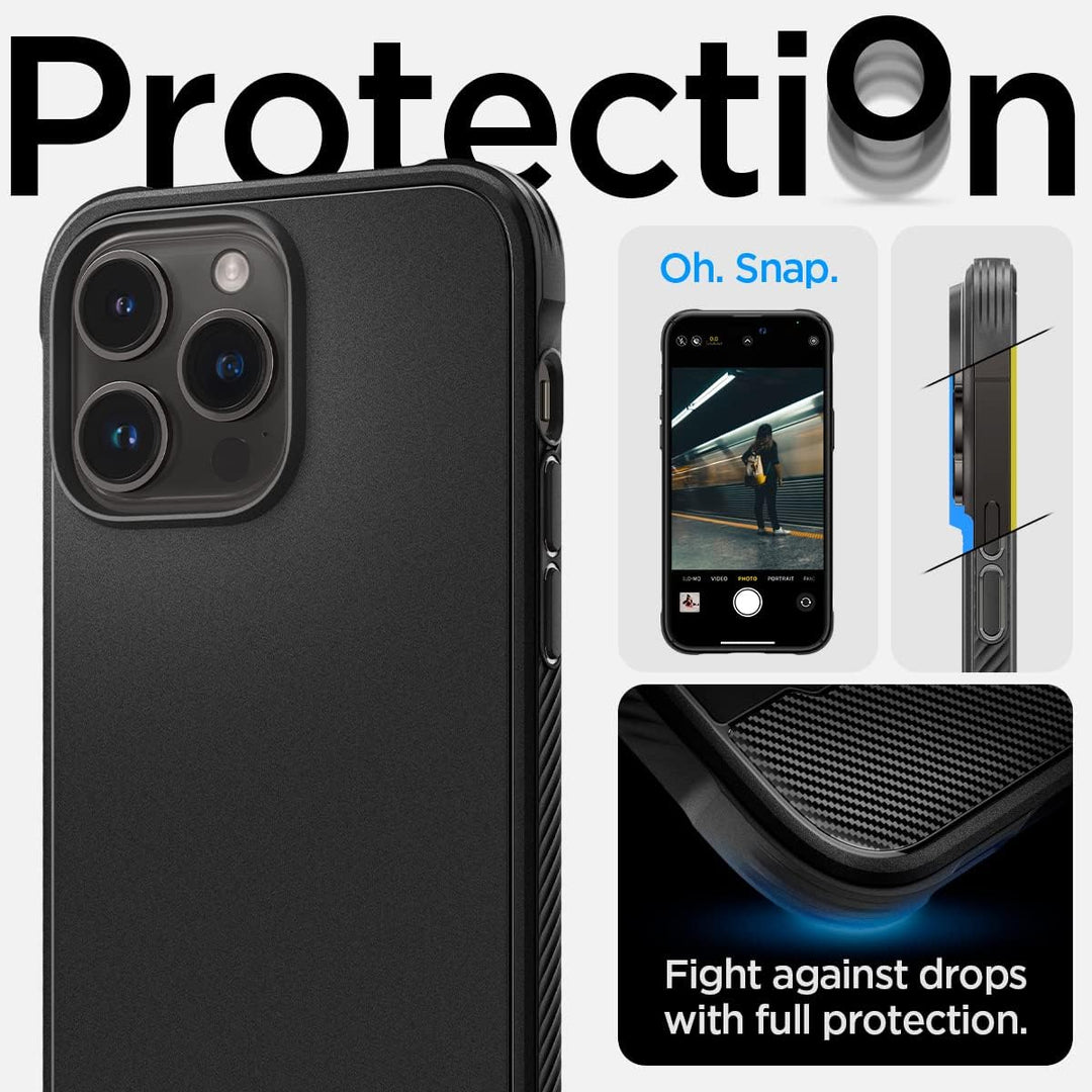 Spigen Rugged Armor MagFit Hülle Kompatibel mit iPhone 14 Pro -Matte Black, Matte Black