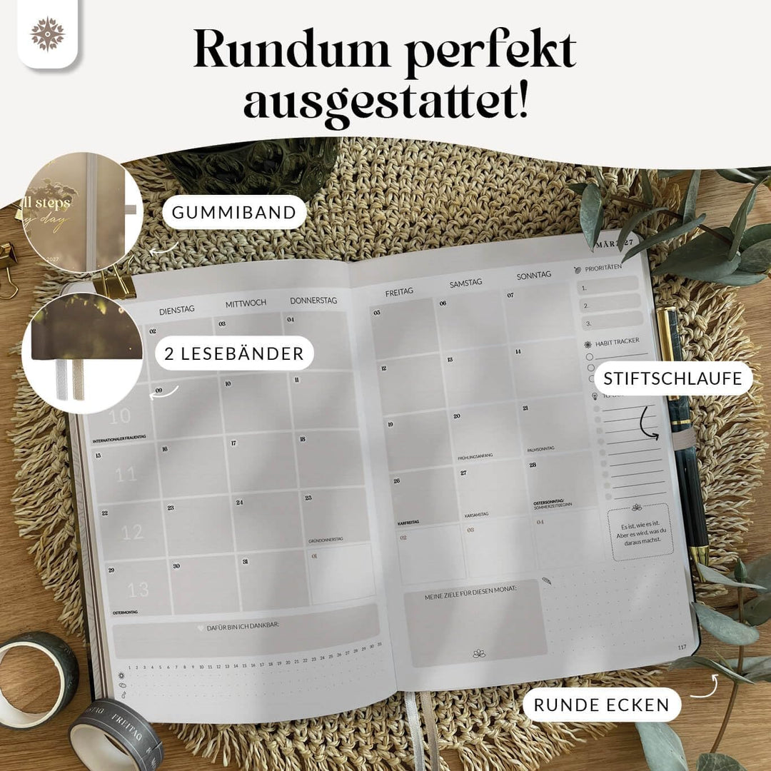 Lebenskompass® "LICHTUNG" Buchkalender 2027 A5 - Terminplaner Wochenplaner, Lichtung