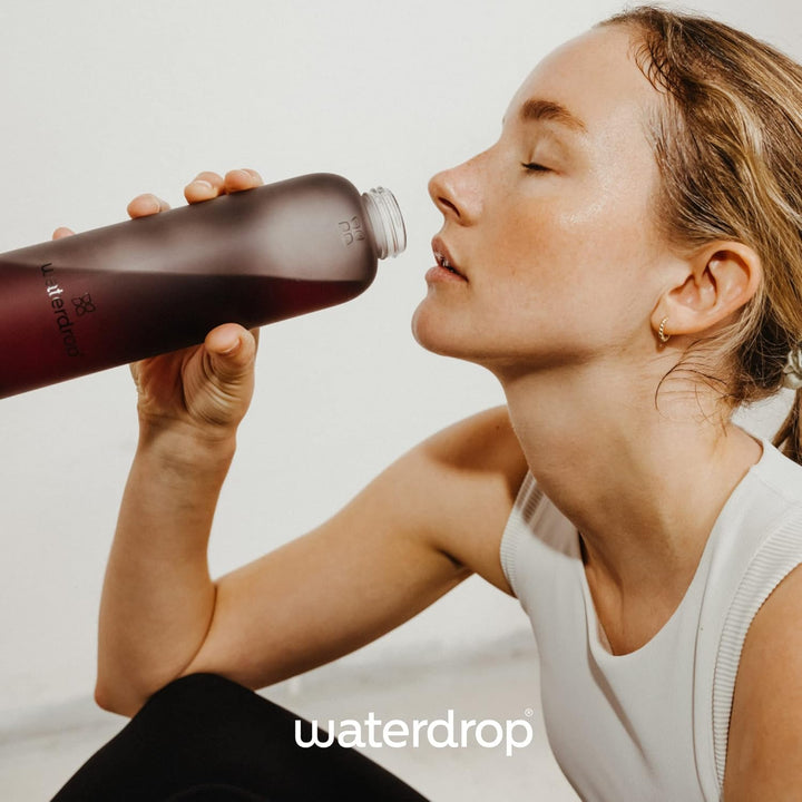 Waterdrop® Edition Glass Bottle 1l Trinkflasche Glas auslaufsicher, Kohlensäure geeignet | BPA freie