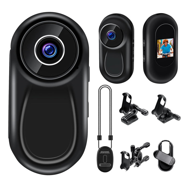 Action Cam, 120° Tragbare Sportkamera mit 0,63-Zoll-Display, Mini-Körperkamera HD 1080P Helm ActionK