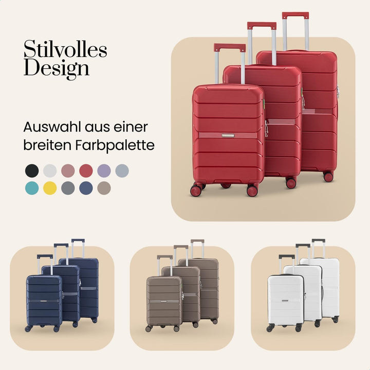 Urban Adventurer Kofferset 3-teilig 232L – Rot – Hartschalenkoffer mit Zahlenschloss & 4 Rollen Rot