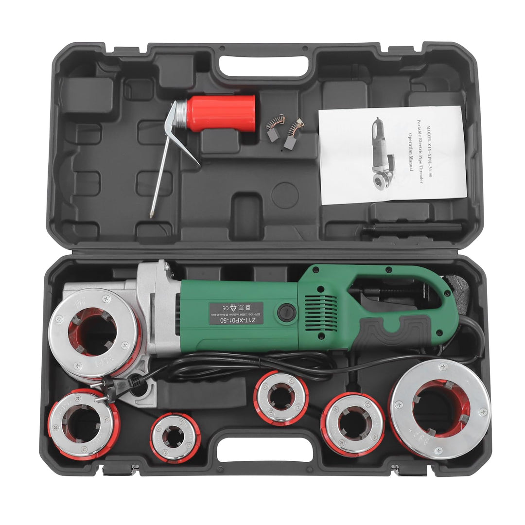 Elektrische Gewindeschneidmaschine, 2300W Rohrgewindeschneider mit 6 Matrizensätzen (1/2"-2"), Profi