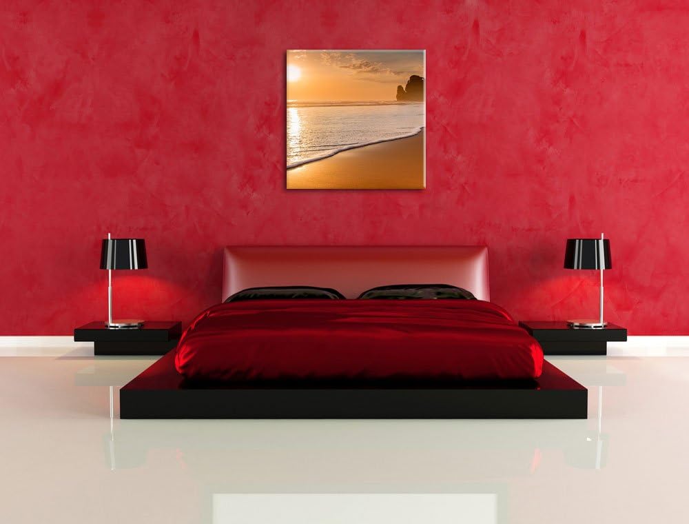 Sonnenuntergang Ozean, Format: 70x70 auf Leinwand, XXL riesige Bilder fertig gerahmt mit Keilrahmen,
