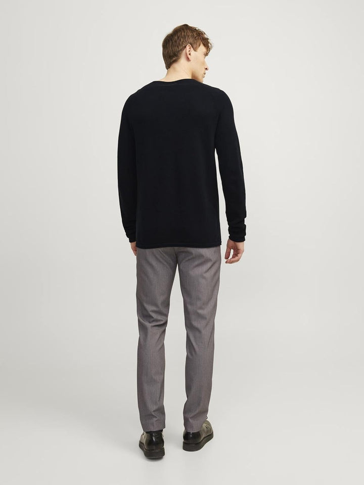 JACK & JONES Male Strickpullover mit Rundhals Einfarbig Strickpullover mit Rundhals XL Schwarz, XL S