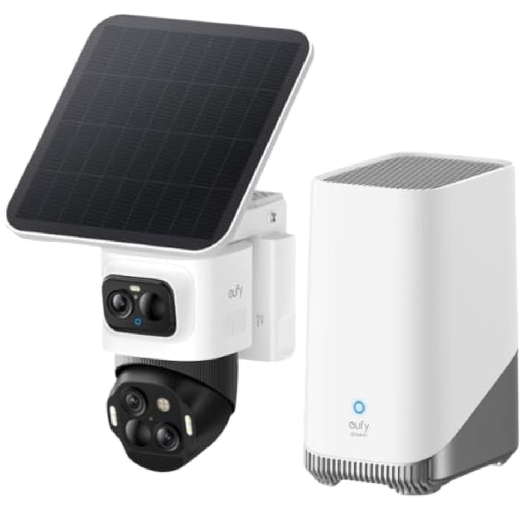 eufyCam S4 1‑Kamera‑Set, kabellose Solar‑Überwachungskamera aussen, 3‑Linsen Bullet‑PTZ‑Kamera, 4K U