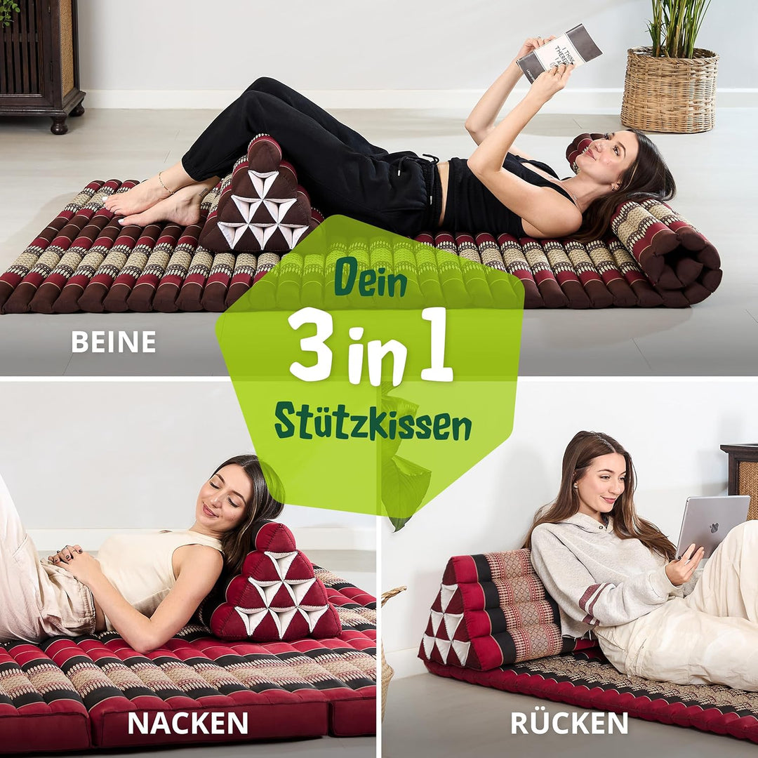 livasia Rückenstützkissen breit für Paare, Dreieckskissen für Garten und Balkon, Keilkissen mit Kapo