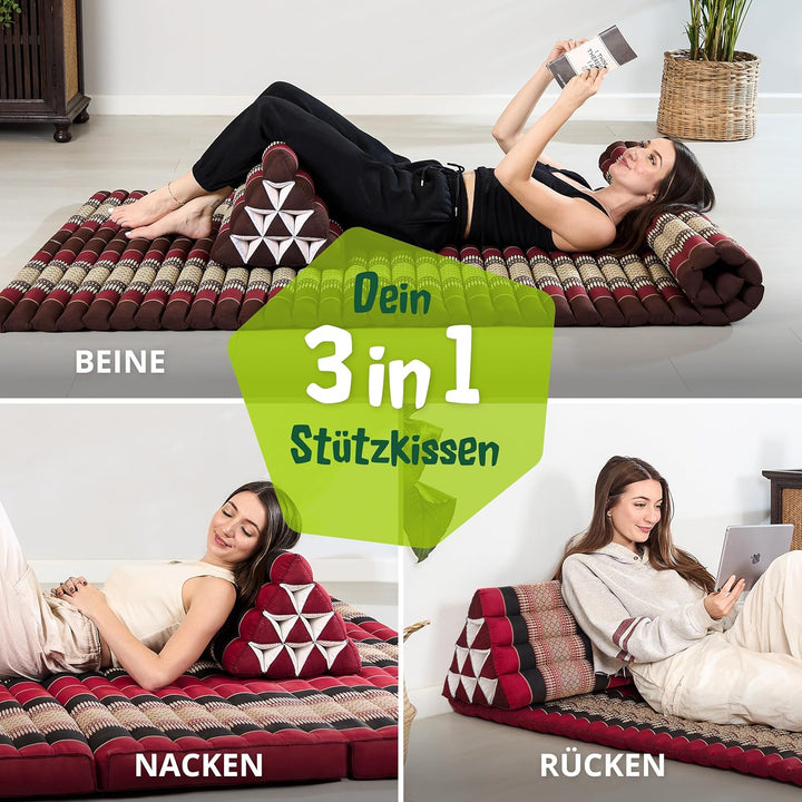 livasia Rückenstützkissen breit für Paare, Dreieckskissen für Garten und Balkon, Keilkissen mit Kapo