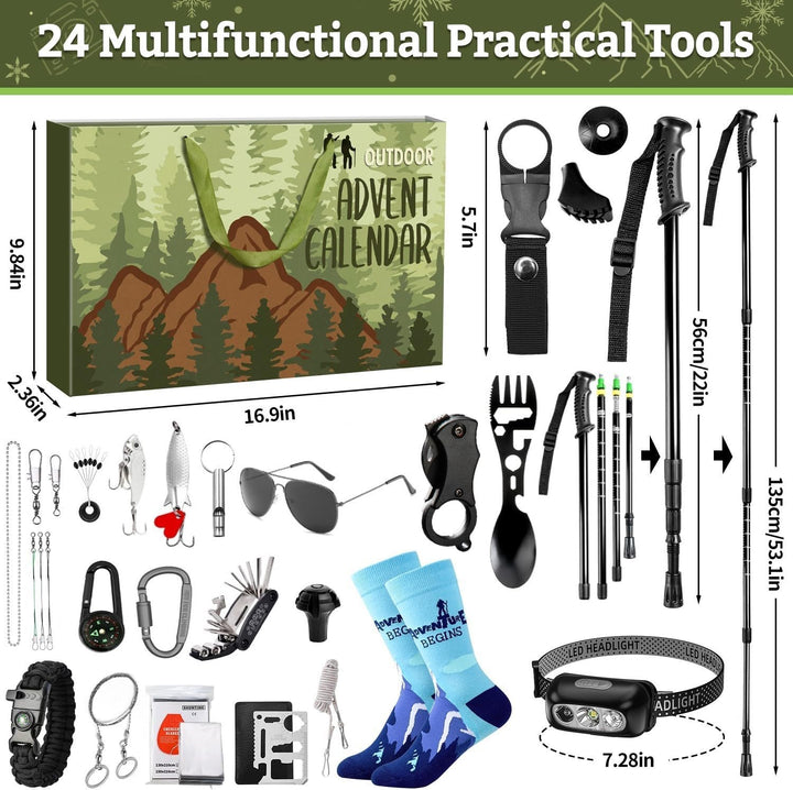 iZoeL Adventskalender Outdoors Camping Werkzeuge Teenager Junge Männer 2025 Handwerkzeuge Weihnachts
