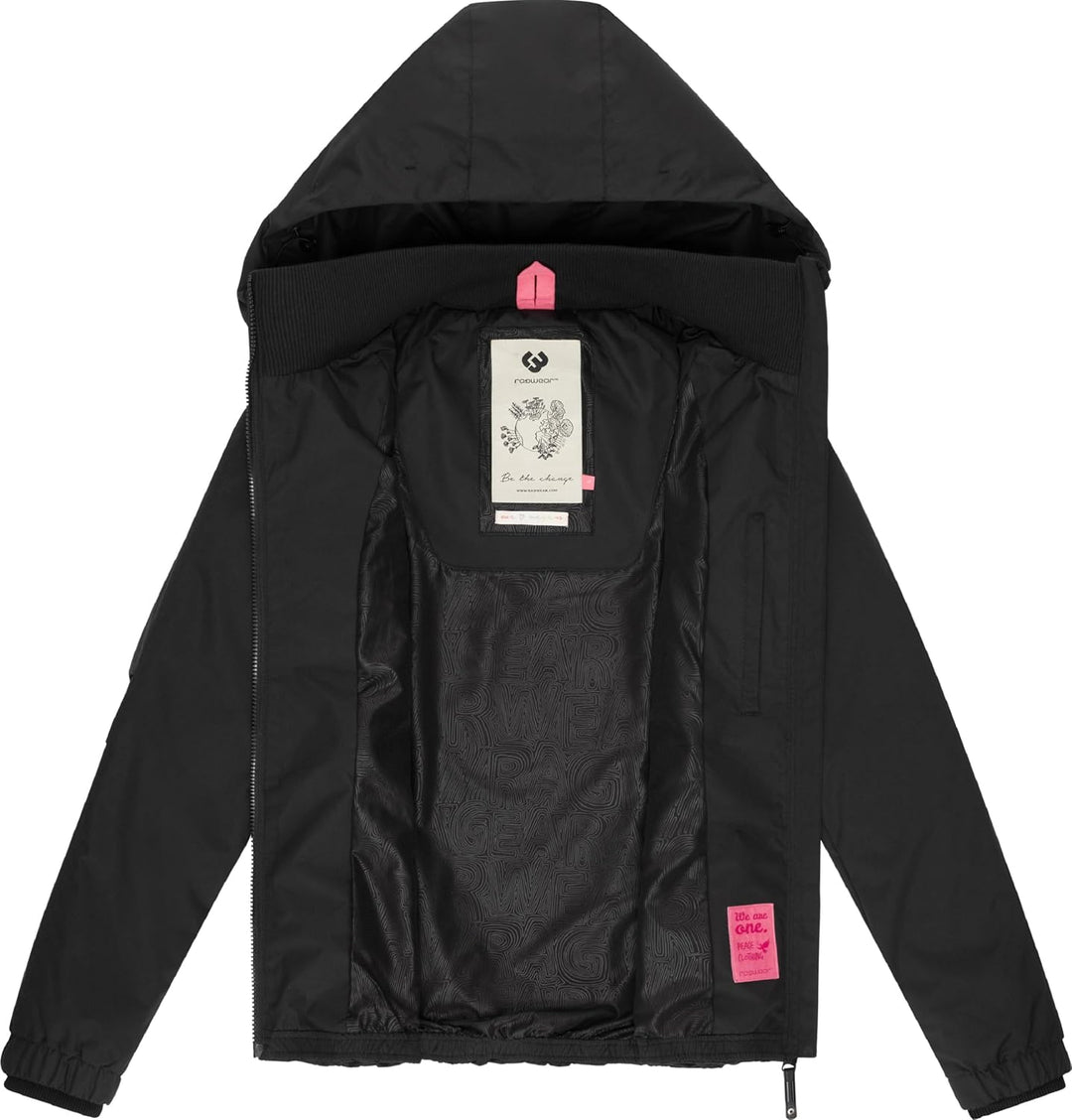 Ragwear Damen wasserdichte Übergangsjacke leichte Jacke kurz mit Kapuze Dizzie Intl XS-6XL 3XL Black