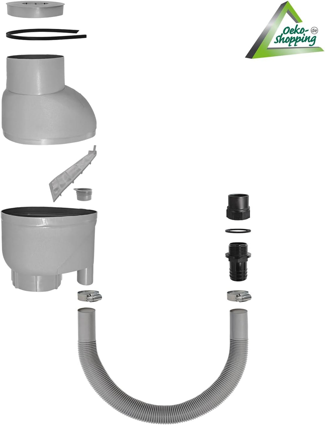 Regensammler Regenfass Regenfilter T33 mit Wasserhahn Regentonne Füllautomat m. Laubabweiser grau, R