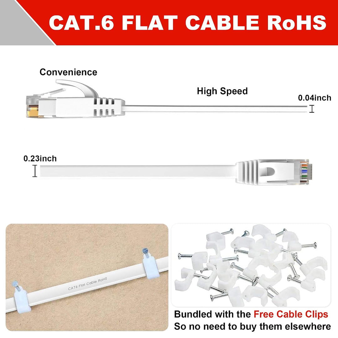 ikbc LAN Kabel 40 meter, Cat 6 Netzwerkkabel 40m Outdoor Indoor (40 Clips) | Lang Flach Ethernet Kab