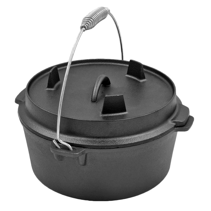 matrasa 2 in1 Dutch Oven - Grilltopf mit Pfanne als Deckel - Feuertopf Camping Topf Gusseisen 3,5 L