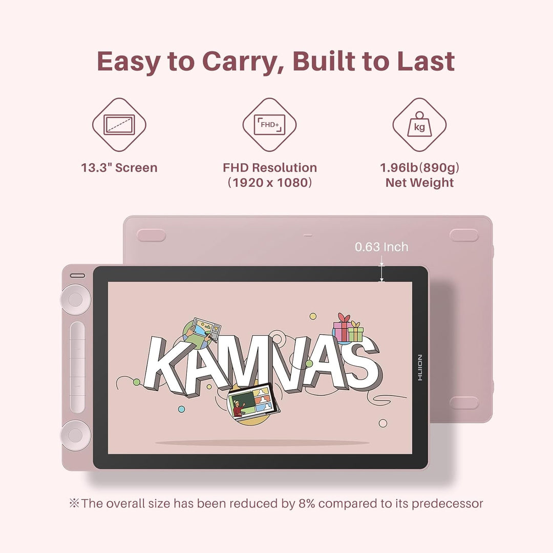 HUION Kamvas 13 Gen 3 Grafiktablett mit Display, Volllaminiertes Zeichentablett mit Anti-Sparkle Can