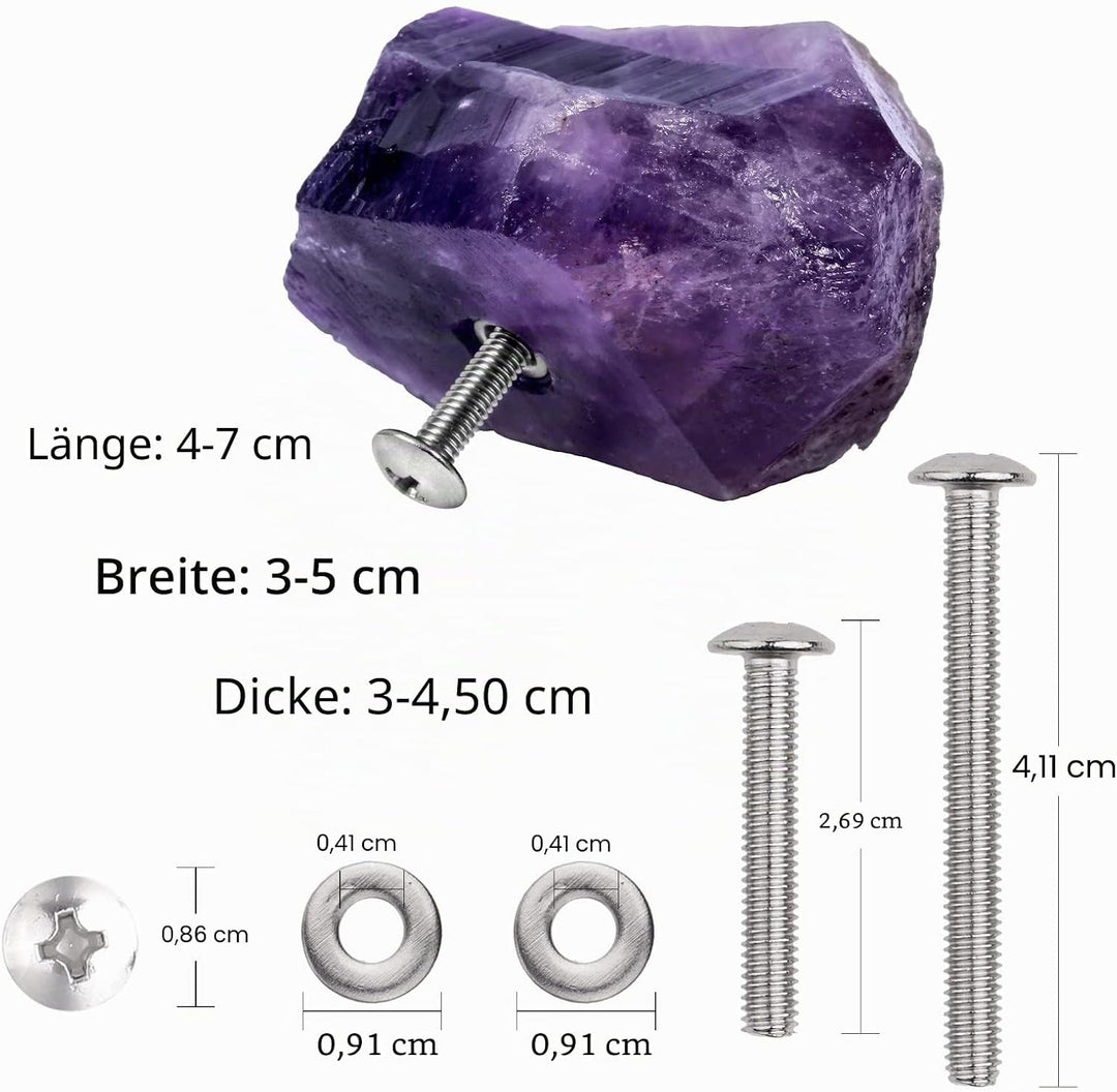 2 Stück Unregelmässigen Stein Möbelknöpfe mit Schraube, Heilung Kristall Schubladenknöpfe Heilstein