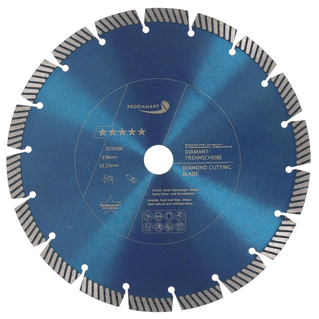 PRODIAMANT Fastcut Highspeed Diamant-Trennscheibe 230 mm x 22,23 mm für sehr harte Baustoffe wie Kal