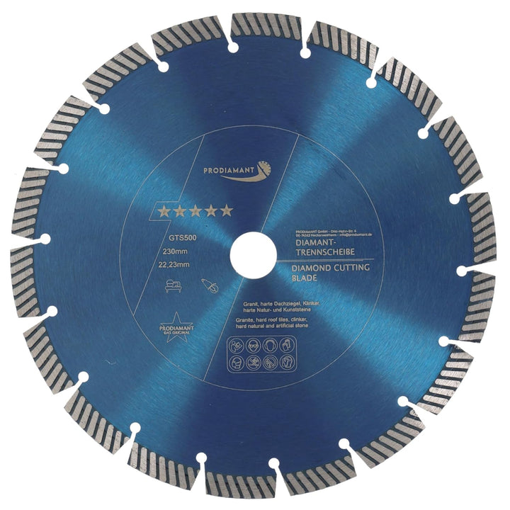 PRODIAMANT Fastcut Highspeed Diamant-Trennscheibe 230 mm x 22,23 mm für sehr harte Baustoffe wie Kal
