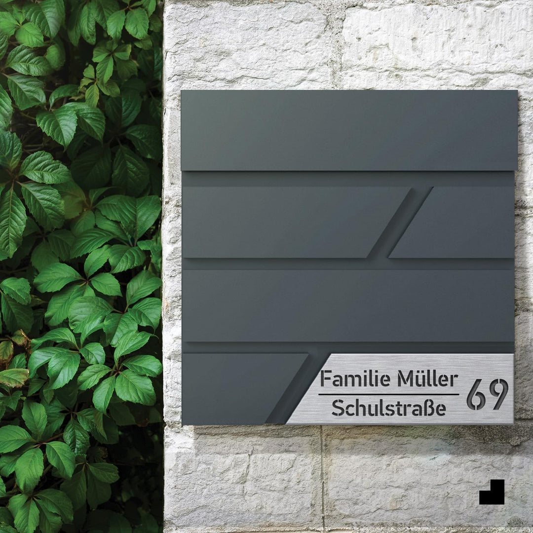 Julia Personalisierter Briefkasten Anthrazit (RAL7016) mit Zeitungsfach: Wetterbeständigkeit, Funkti