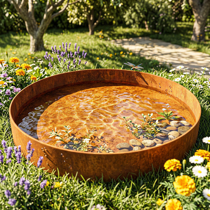 Wasserbecken / Wasserspiegel - Runde CORTEN Schale 50cm | Feuerschale Corten-Stahl 50, Corten-Stahl