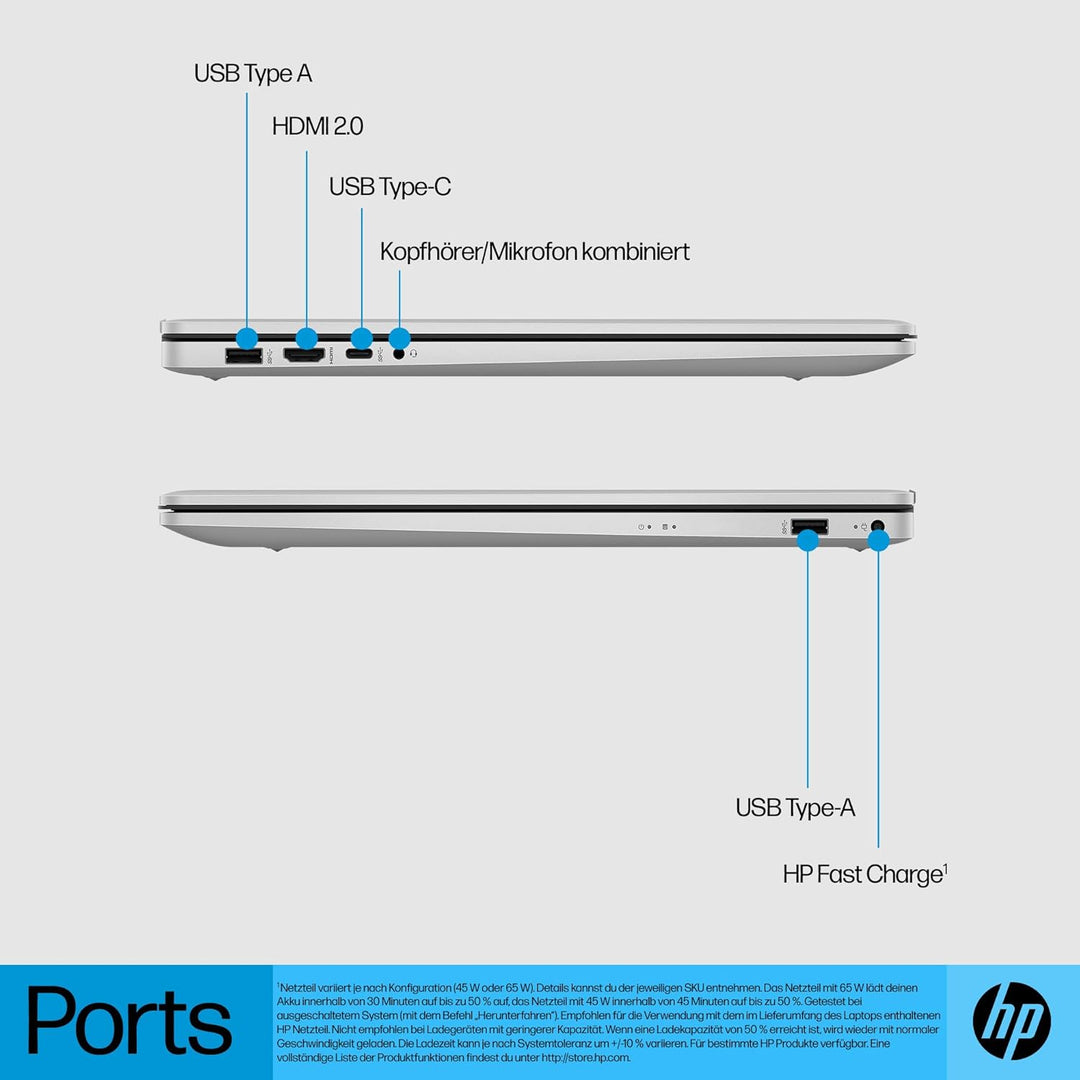 HP Laptop mit 17,3" FHD Display, AMD Ryzen 5 7520U, 16GB DDR5 RAM, 512 GB SSD, AMD Radeon-Grafik, Wi
