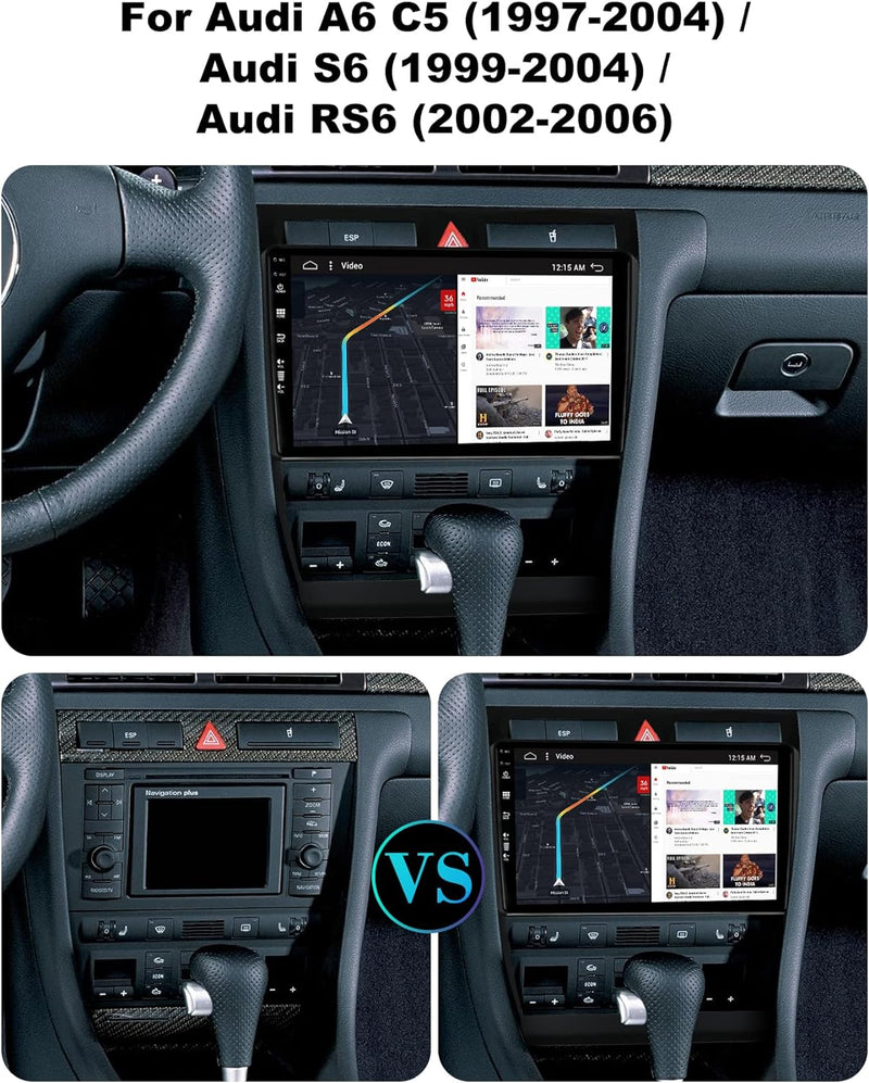 SXAUTO Android 12 IPS Autoradio Passt für Audi A6 C5 S6 (1999-2004) / RS6 (2002-2006) - Eingebaut Ca