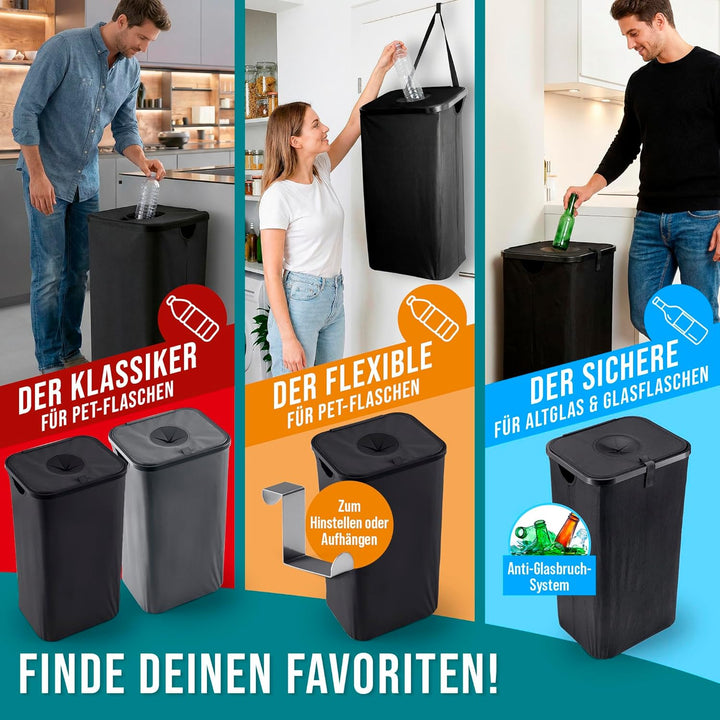 EASYmaxx Pfandflaschen Sammelbehälter 100 Liter, 25kg Gesamtlast | Flaschen Aufbewahrung + Antiglasb