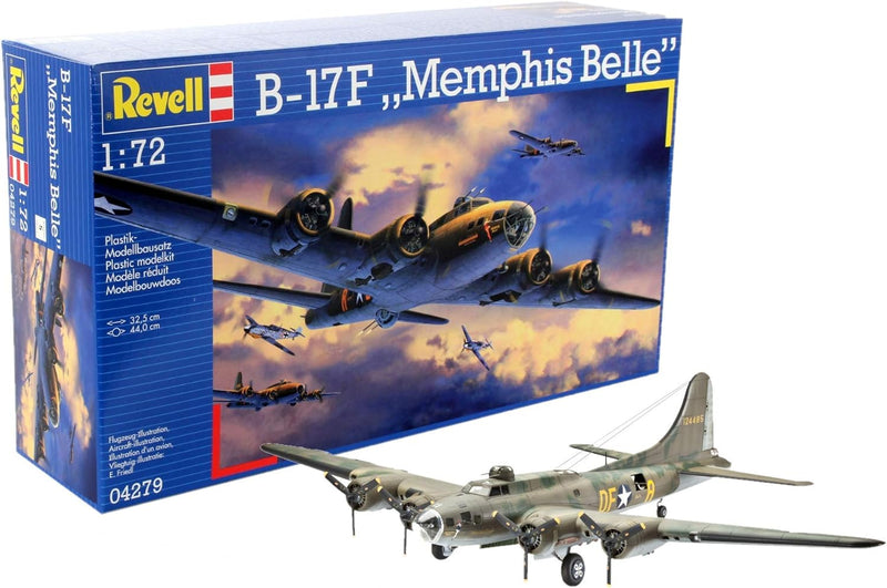 Revell Modellbausatz Flugzeug 1:72 - B-17F Memphis Belle im Massstab 1:72, Level 5, originalgetreue